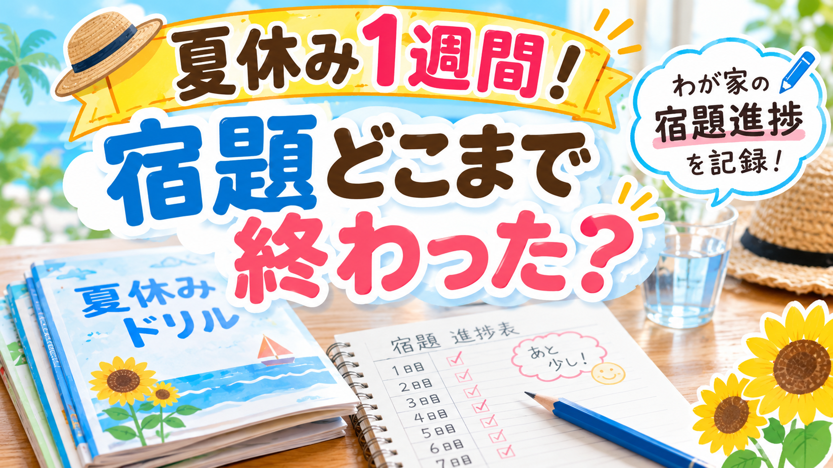 夏休みが始まって1週間。わが家の宿題進捗を記録してみました